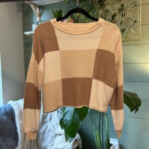 Jessica Simpson Patchwork Sweater - Brown and Cream